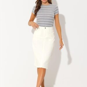 White Denim midi Skirt